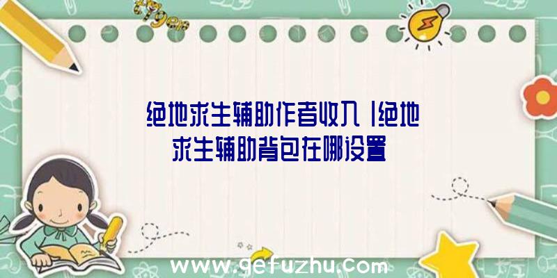 「绝地求生辅助作者收入」|绝地求生辅助背包在哪设置